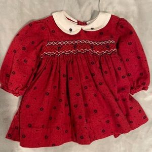 Red smocked dress size 6 months